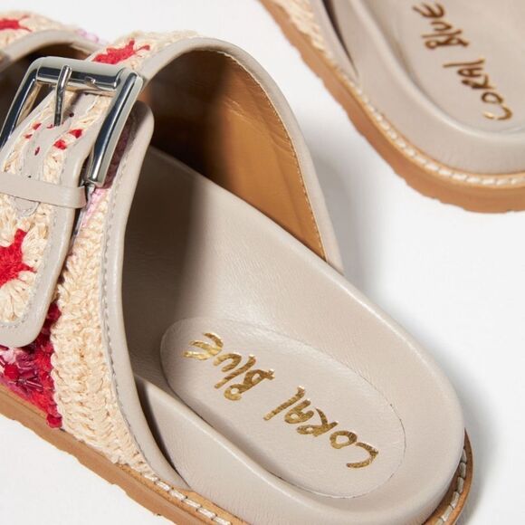 HOST PICK🌷🌹Anthropologie Coral Blue Comfort Sandals-Size 38/7.5 - Picture 3 of 9